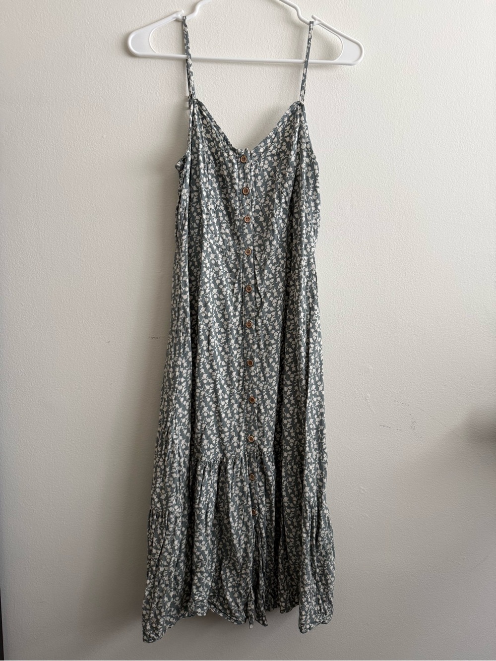 Mimi Chica Sage Green Floral Button-Front Maxi Dress
